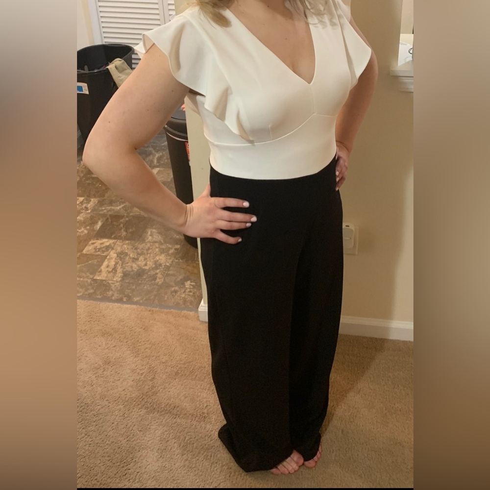 DKNY WOMENS one piece full length romper black and white